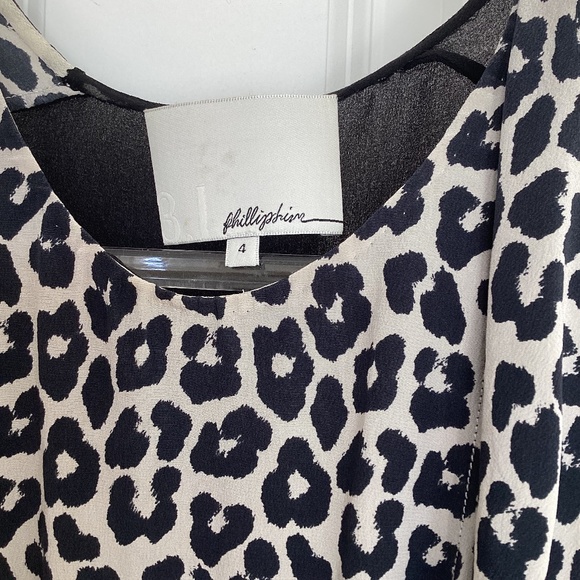 3.1 Phillip Lim Silk Leopard Print Solid Black Chiffon Combo Sleeveless Top Sz 4 - Picture 4 of 9
